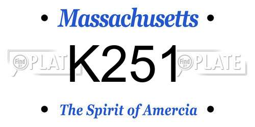 K251 Massachusetts License Plate