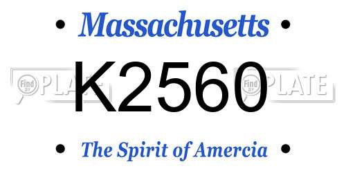 K2560 Massachusetts License Plate