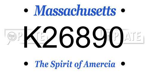 K26890 Massachusetts License Plate