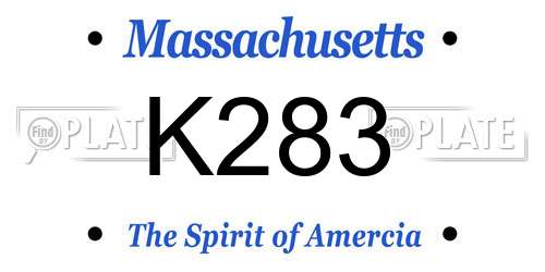 K283 Massachusetts License Plate