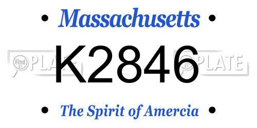 K2846 Massachusetts License Plate