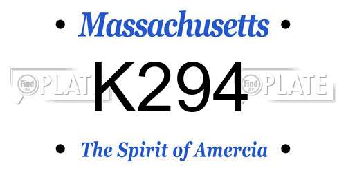 K294 Massachusetts License Plate