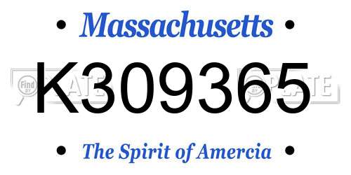 K309365 Massachusetts License Plate