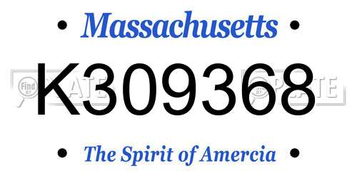 K309368 Massachusetts License Plate