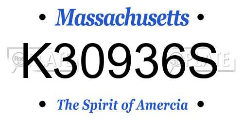 K30936S Massachusetts License Plate