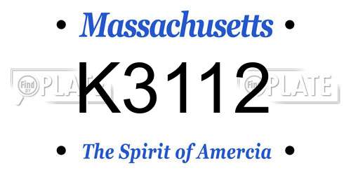 K3112 Massachusetts License Plate