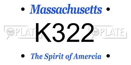 K322 Massachusetts License Plate