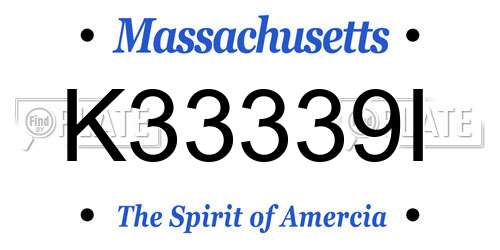 K33339I Massachusetts License Plate