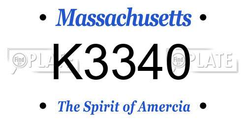 K3340 Massachusetts License Plate