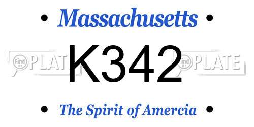 K342 Massachusetts License Plate