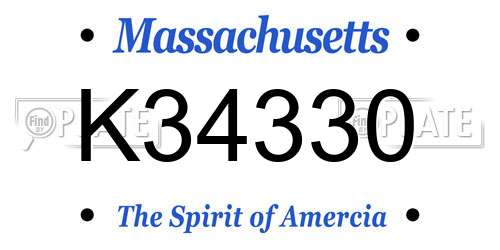 K34330 Massachusetts License Plate