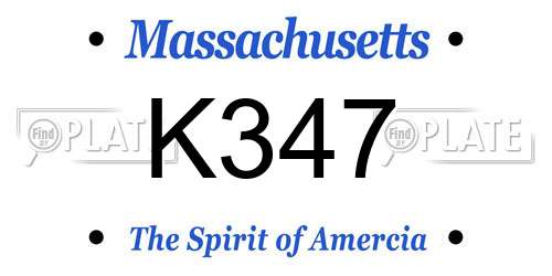 K347 Massachusetts License Plate