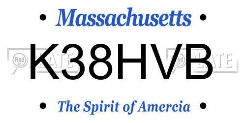 K38HVB Massachusetts License Plate