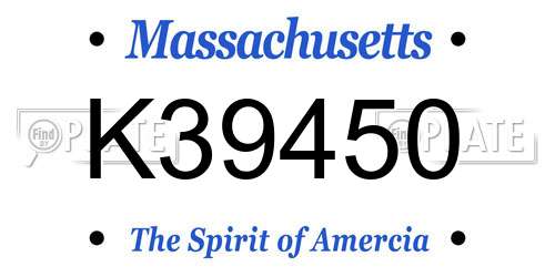 K39450 Massachusetts License Plate