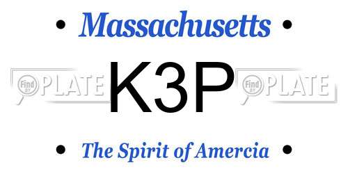 K3P Massachusetts License Plate