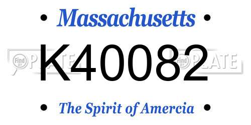 K40082 Massachusetts License Plate