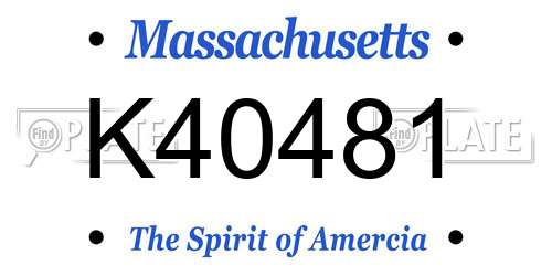 K40481 Massachusetts License Plate