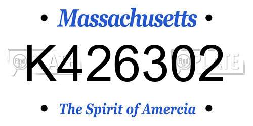 K426302 Massachusetts License Plate