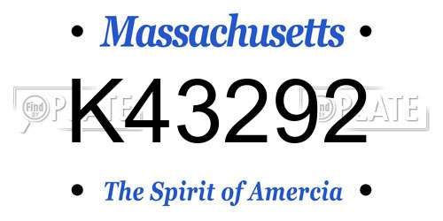 K43292 Massachusetts License Plate