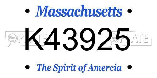 K43925 Massachusetts License Plate