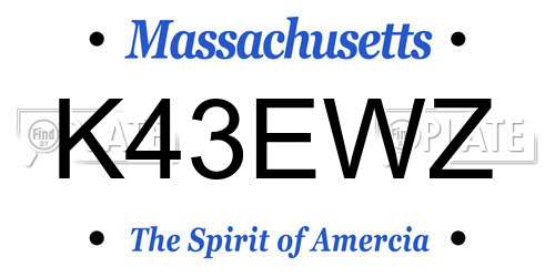 K43EWZ Massachusetts License Plate