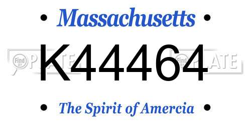 K44464 Massachusetts License Plate
