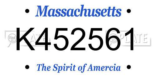 K452561 Massachusetts License Plate
