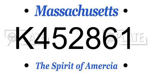 K452861 Massachusetts License Plate