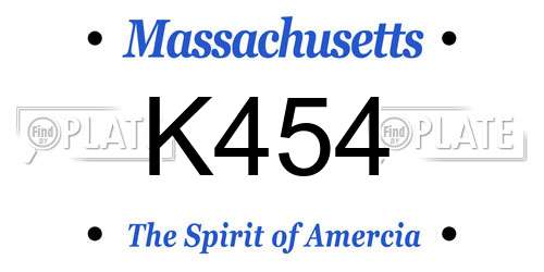 K454 Massachusetts License Plate