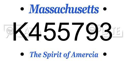 K455793 Massachusetts License Plate