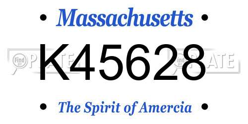 K45628 Massachusetts License Plate