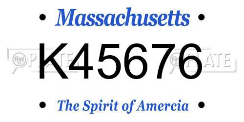 K45676 Massachusetts License Plate