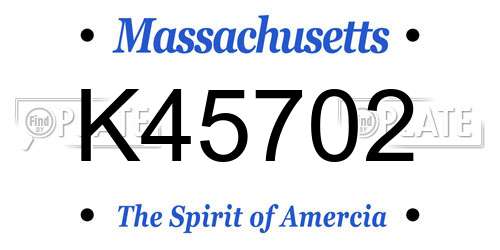 K45702 Massachusetts License Plate