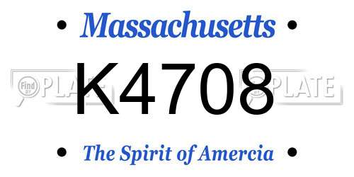 K4708 Massachusetts License Plate