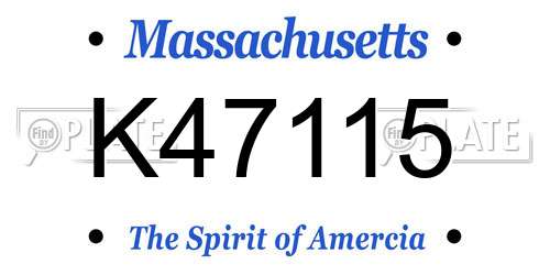 K47115 Massachusetts License Plate