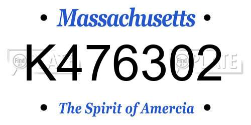 K476302 Massachusetts License Plate