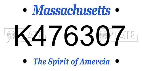 K476307 Massachusetts License Plate
