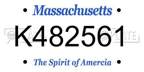 K482561 Massachusetts License Plate