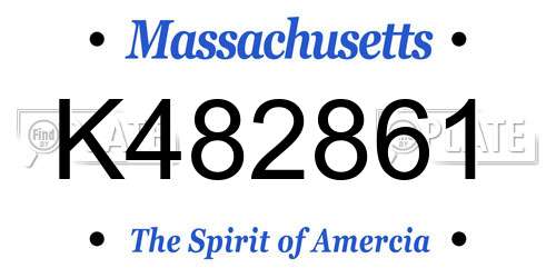 K482861 Massachusetts License Plate