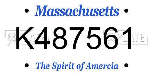 K487561 Massachusetts License Plate