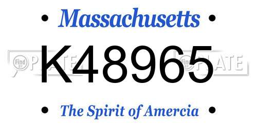 K48965 Massachusetts License Plate