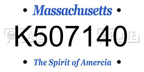K507140 Massachusetts License Plate