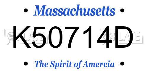 K50714D Massachusetts License Plate