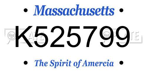 K525799 Massachusetts License Plate