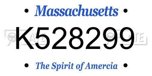 K528299 Massachusetts License Plate
