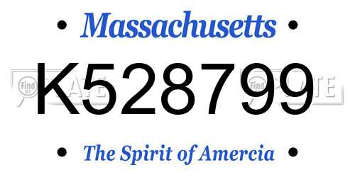 K528799 Massachusetts License Plate