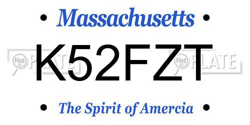 K52FZT Massachusetts License Plate