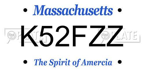 K52FZZ Massachusetts License Plate