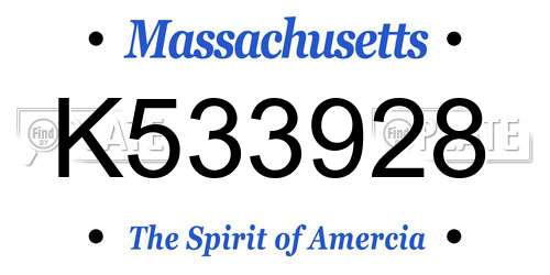K533928 Massachusetts License Plate