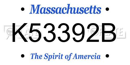 K53392B Massachusetts License Plate